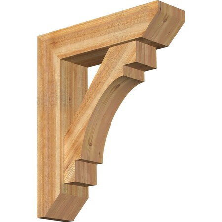 Ekena Millwork Merced Slat Rough Sawn Bracket w/ Offset Brace, Western Red Cedar, 8"W x 30"D x 36"H BKT0806X30X36MRC06RWR